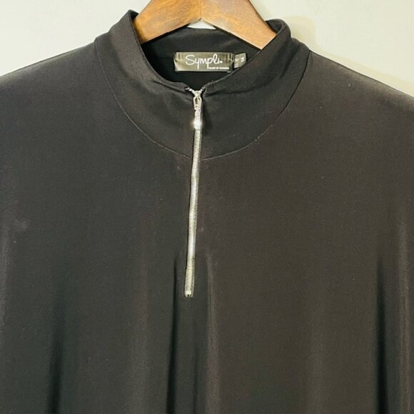 Sympli Canada Stretch Jersey Zip Front Mock Neck Long Sleeve Tunic Top 14 - Picture 4 of 6